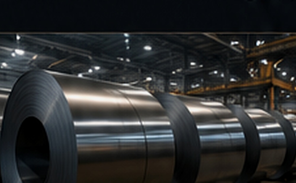 Bobinas de aço em ambiente industrial